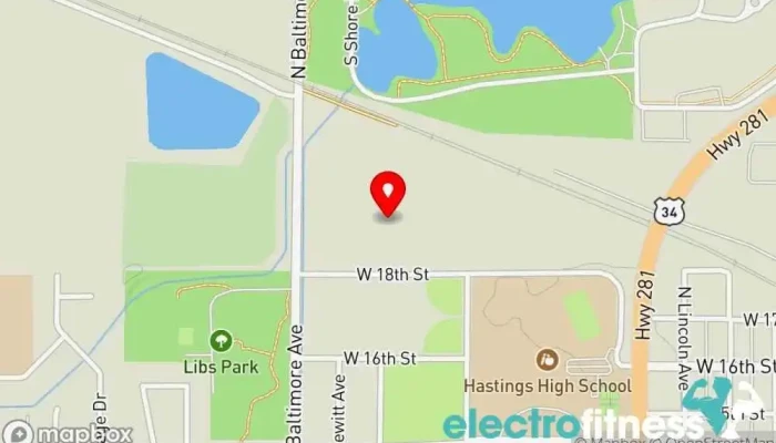 map of 18th St. Hastings Family YMCA Non-profit organization, Gym, Preschool, Swimming pool in Hastings