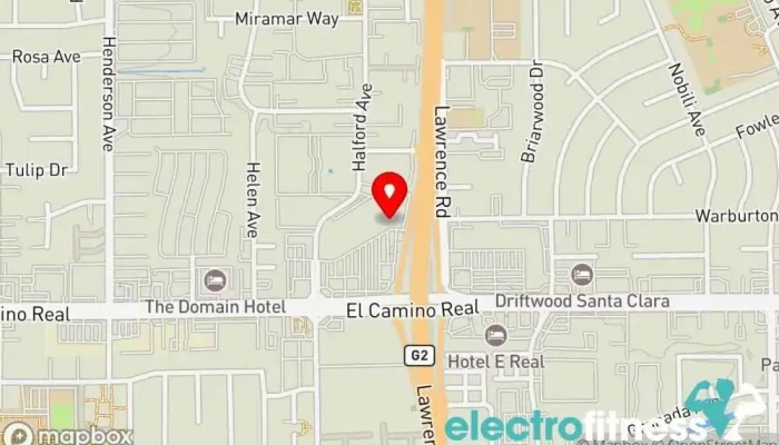 map of 24 Hour Fitness Gym, Fitness center, Indoor cycling, Indoor swimming pool, Personal trainer, Sauna, Yoga studio in Santa Clara