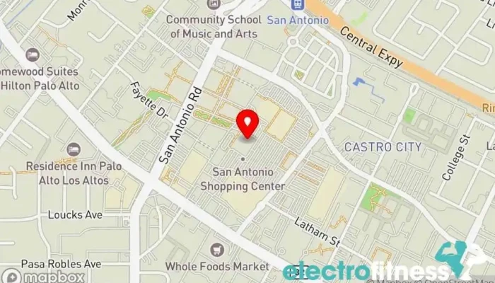 map of 24 Hour Fitness Gym, Fitness center, Indoor swimming pool, Personal trainer, Sauna, Yoga studio in Mountain View
