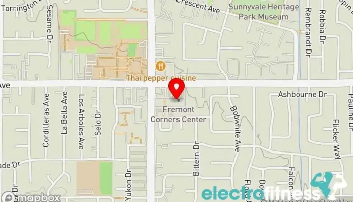 map of 24 Hour Fitness Gym, Fitness center, Indoor swimming pool, Personal trainer, Racquetball club, Sauna, Yoga studio in Sunnyvale