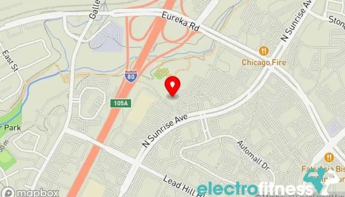 map of 24 Hour Fitness Gym, Fitness center, Indoor swimming pool, Personal trainer, Sauna, Yoga studio in Roseville