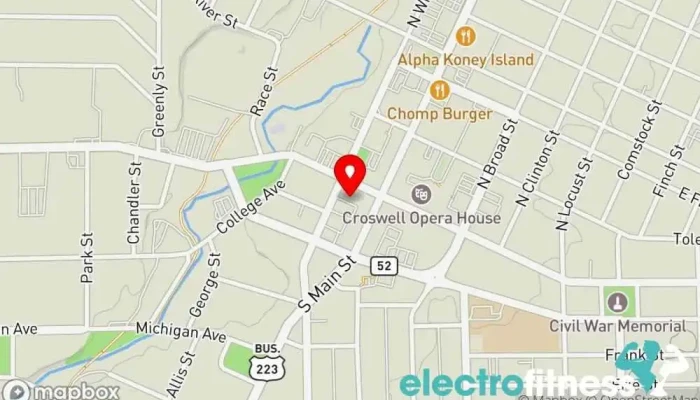 map of Adrian Onsted Dance Center Dance school, Fitness center in Adrian