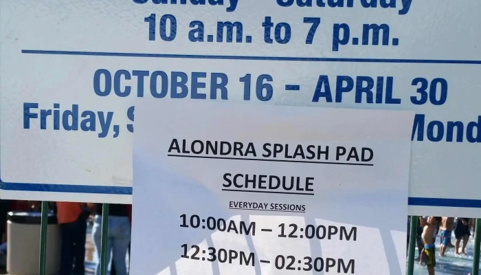 Alondra Park Splash Pad -  Schedule - Lawndale