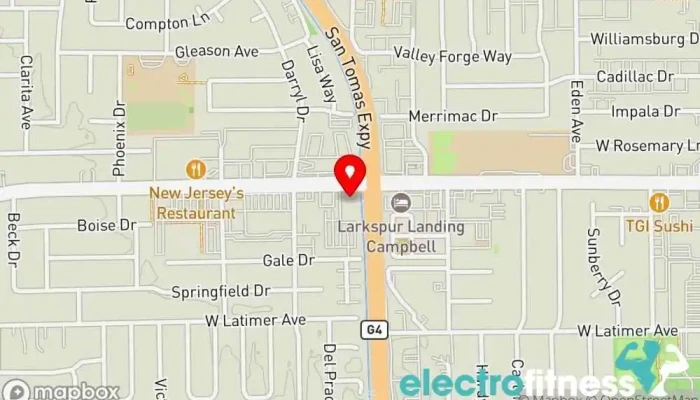 map of American Barbell Clubs Gym, Fitness center, Personal trainer, Physical fitness program, Vitamin & supplements store, Yoga studio in Campbell