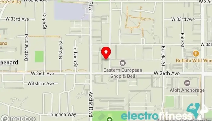 map of Anchorage Yoga Yoga studio, Physical fitness program, Wellness center in Anchorage