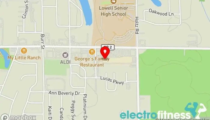 map of Anytime Fitness Gym, Fitness center, Personal trainer, Physical fitness program, Weightlifting area, Women's personal trainer in Lowell