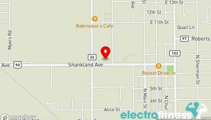 map of Anytime Fitness Gym, Fitness center, Personal trainer, Physical fitness program, Weightlifting area, Women's personal trainer in Jennings