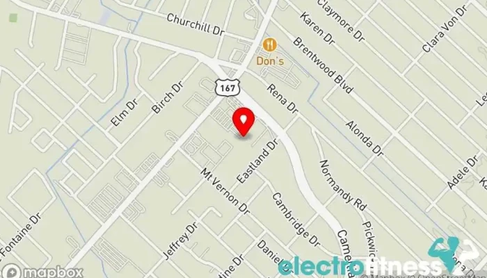 map of Anytime Fitness Gym, Fitness center, Personal trainer, Physical fitness program, Weightlifting area, Women's personal trainer in Lafayette