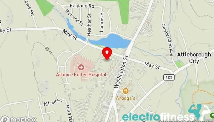 map of Anytime Fitness Gym, Fitness center, Personal trainer, Physical fitness program, Weightlifting area, Women's personal trainer in Attleboro