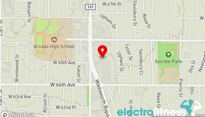 map of Anytime Fitness Gym, Fitness center, Personal trainer, Physical fitness program, Weightlifting area, Women's personal trainer in Arvada