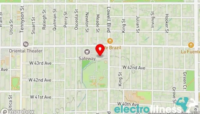 map of Anytime Fitness Gym, Fitness center, Personal trainer, Physical fitness program, Weightlifting area, Women's personal trainer in Denver