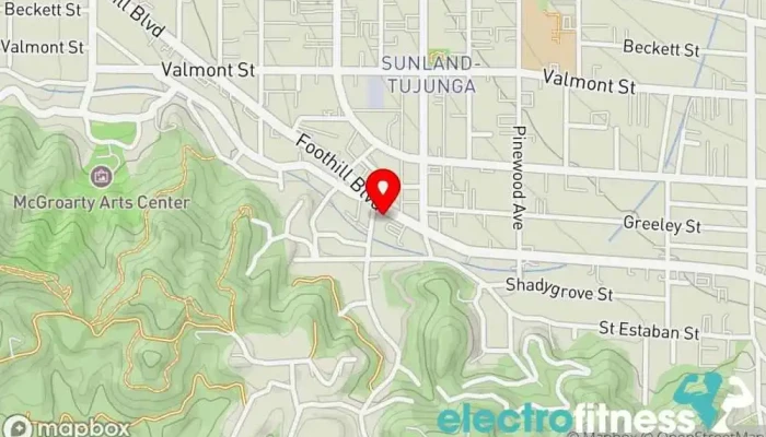 map of Anytime Fitness Gym, Fitness center, Personal trainer, Physical fitness program, Weightlifting area, Women's personal trainer in Tujunga