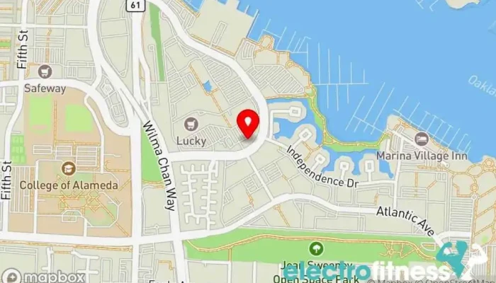 map of Anytime Fitness Gym, Fitness center, Personal trainer, Physical fitness program, Weightlifting area, Women's personal trainer in Alameda
