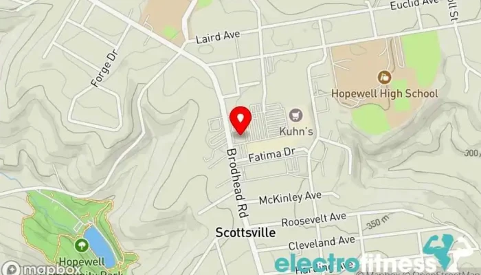 map of Anytime Fitness Gym, Fitness center, Personal trainer, Physical fitness program, Weightlifting area, Women's personal trainer in Aliquippa