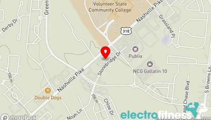 map of Anytime Fitness Gym, Fitness center, Personal trainer, Physical fitness program, Weightlifting area, Women's personal trainer in Gallatin