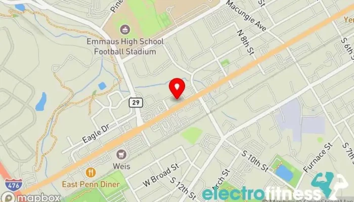 map of Anytime Fitness Gym, Fitness center, Personal trainer, Physical fitness program, Weightlifting area, Women's personal trainer in Emmaus