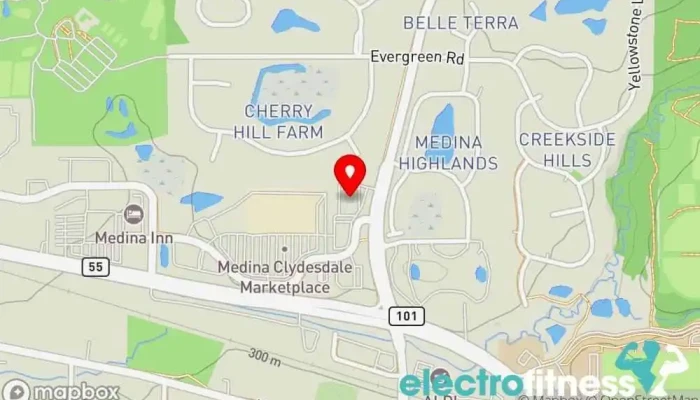 map of Anytime Fitness Gym, Fitness center, Personal trainer, Physical fitness program, Weightlifting area, Women's personal trainer in Medina