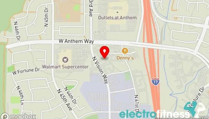map of Anytime Fitness Gym, Fitness center, Personal trainer, Physical fitness program, Weightlifting area, Women's personal trainer in Anthem