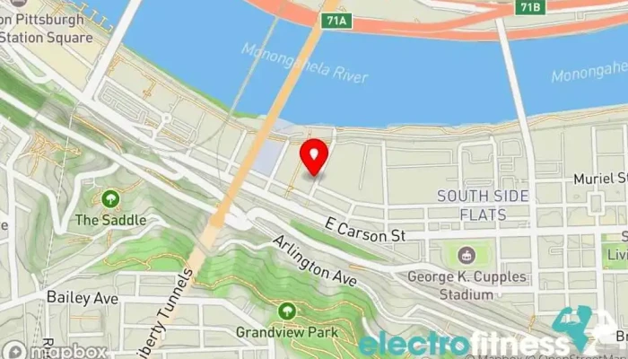 map of Anytime Fitness Southside Fitness center, Gym, Personal trainer, Weightlifting area in Pittsburgh