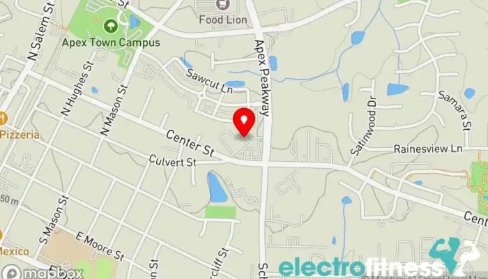map of Apex Martial Arts Center Martial arts school, Freestyle wrestling, Judo school, Jujitsu school, Karate school, Kickboxing school, Muay Thai boxing gym, Self defense school, Wrestling school in Apex
