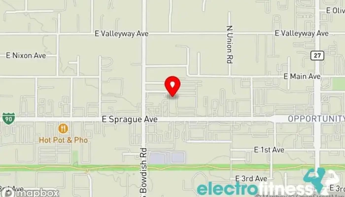 map of APF Fitness center, Gym, Massage therapist, Physical fitness program in Spokane Valley