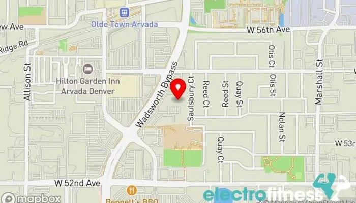 map of Arsenal Health and Fitness Gym, Medical clinic, Sports medicine clinic, Wellness center in Arvada