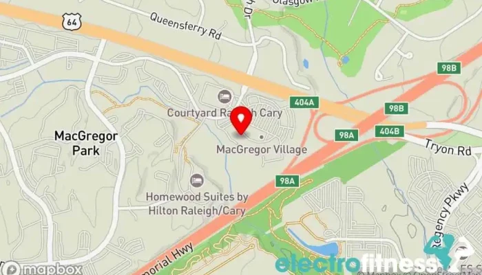 map of barre3 Gym in Cary