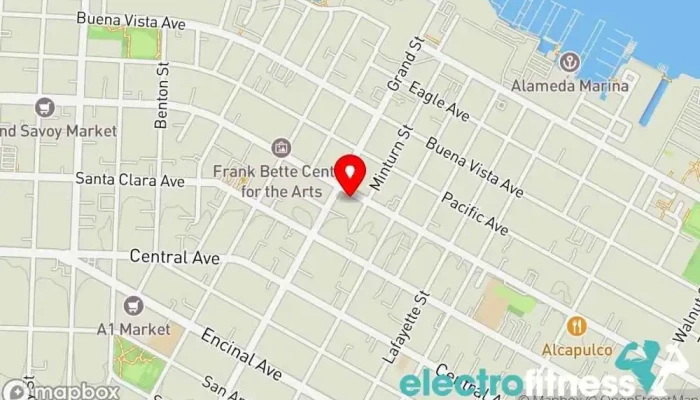 map of Breathing Room Alameda Yoga studio in Alameda