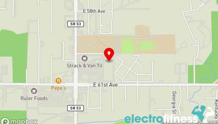 map of Charter Fitness of Merrillville, IN Fitness center, Exercise equipment store, Gym in Merrillville
