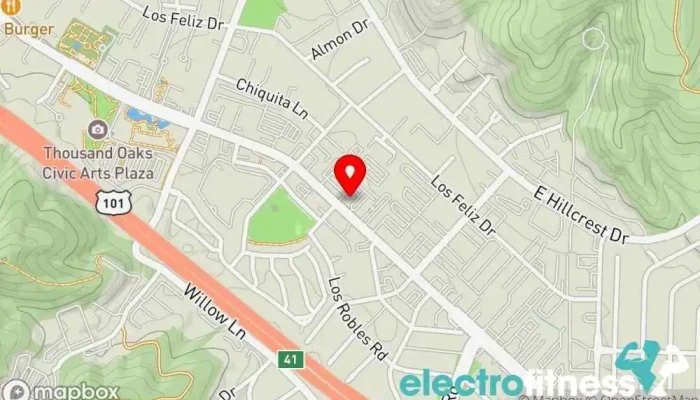 map of Clean Living Club Fitness center, Gym in Thousand Oaks