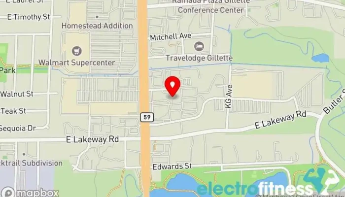 map of Club Energize Gym, Fitness center, Physical fitness program, Tanning salon in Gillette