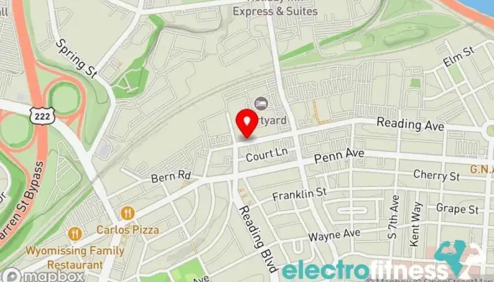 map of Club Pilates Gym in Wyomissing
