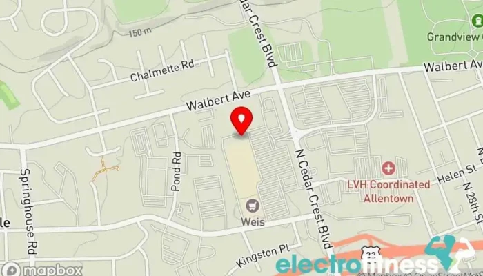 map of Club Pilates Pilates studio in Allentown