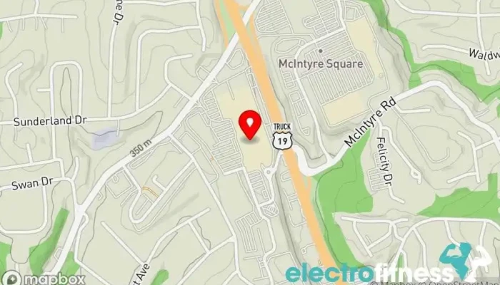 map of Club Pilates Pilates studio in Pittsburgh