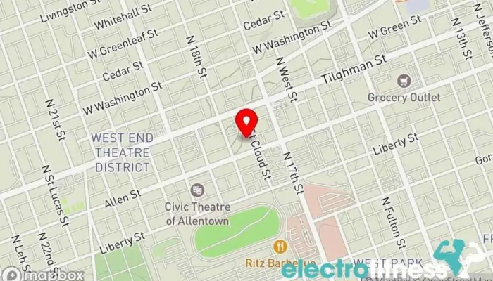 map of CoraZONE Fitness Physical fitness program in Allentown