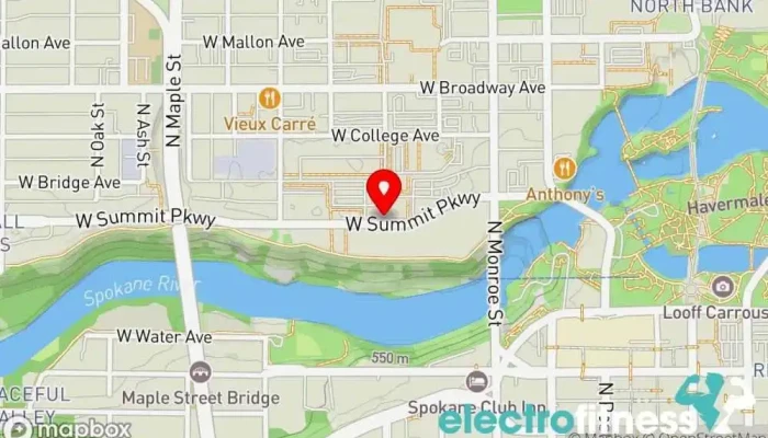 map of Core Pilates and Wellness Pilates studio, Physical fitness program in Spokane
