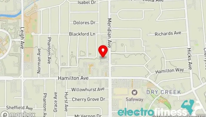 map of Croga Fitness - Gym Gym, Nutritionist, Personal trainer, Physical fitness program, Weightlifting area in San Jose