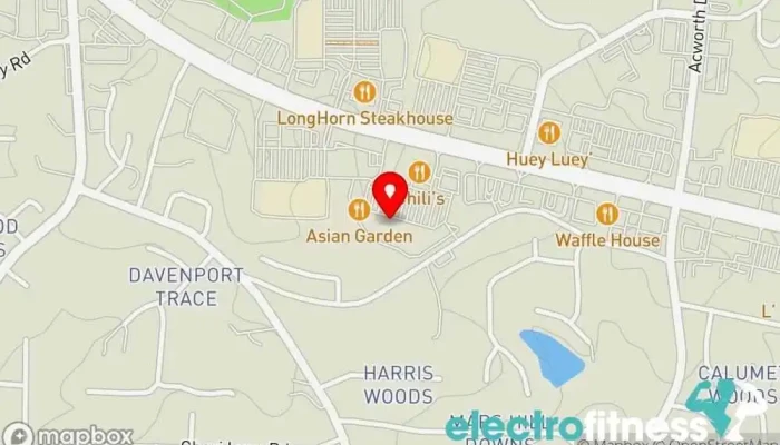 map of Crunch Fitness - Acworth Gym, Aero dance class, Body shaping class, Boxing gym, Fitness center, Indoor cycling, Personal trainer, Physical fitness program, Tanning salon, Yoga studio in Acworth