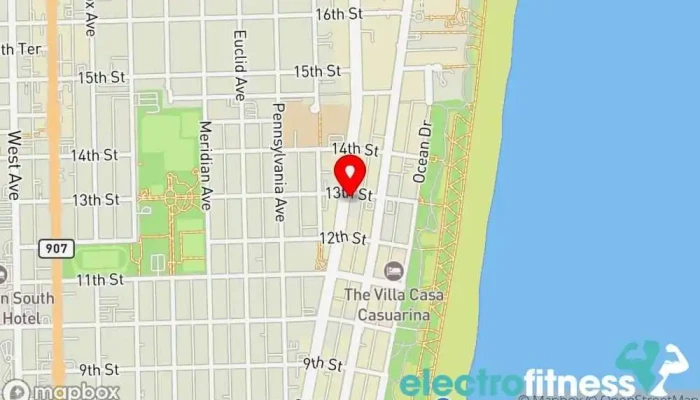 map of Crunch Fitness - South Beach Gym in Miami Beach