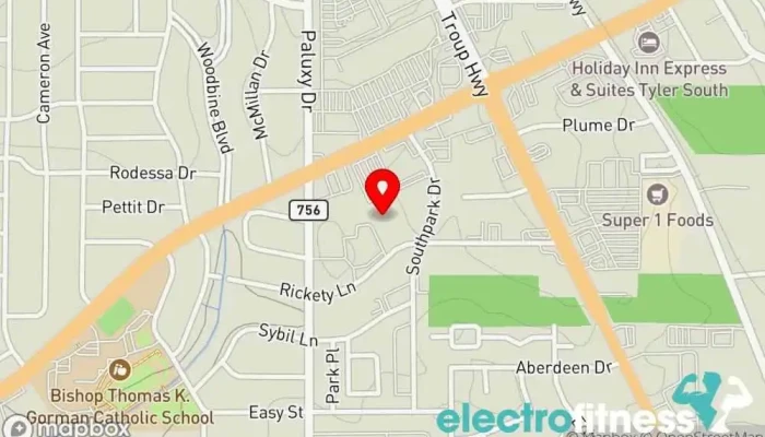 map of Crunch Fitness - Tyler Gym, Fitness center, Personal trainer, Physical fitness program in Tyler