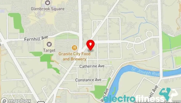 map of Cunningham's Fort Wayne Tae Kwon Do Martial arts school, Self defense school in Fort Wayne