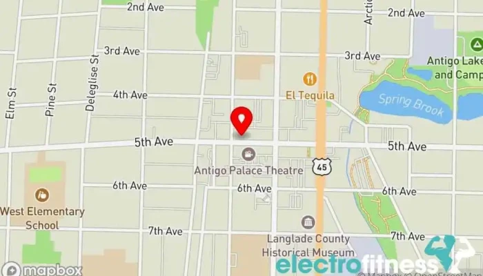 map of Downtown Tanning & Fitness Gym in Antigo