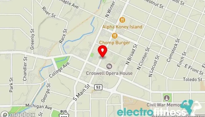 map of Downtown Yoga of Adrian, MI Yoga studio in Adrian