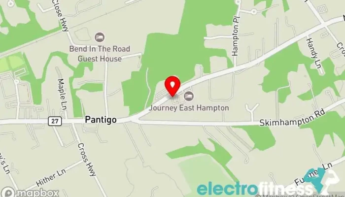 map of East End Row Fitness center in East Hampton