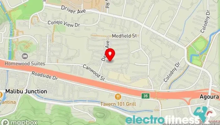 map of Elite Fitness Plus Physical fitness program in Agoura Hills