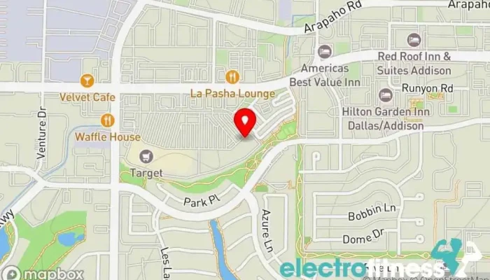 map of EōS Fitness Enrollment Center Gym, Fitness center, Indoor cycling, Personal trainer in Addison