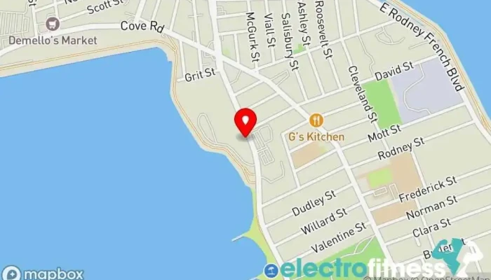 map of ErgFit / Pinnacle Strength Gym, Fitness center, Indoor cycling, Personal trainer, Physical fitness program, Rowing area, Rowing club in New Bedford