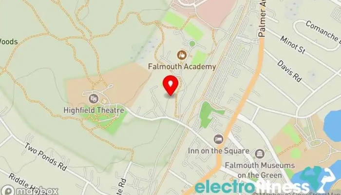 map of Falmouth Sports Center Health Club Gym, Fitness center, Personal trainer, Physical fitness program, Racquetball club, Weightlifting area in Falmouth