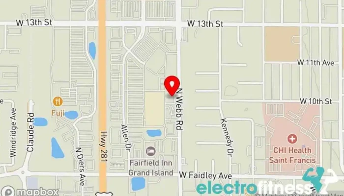 map of Feel Fit Health & Fitness Club Gym, Fitness center, Personal trainer in Grand Island