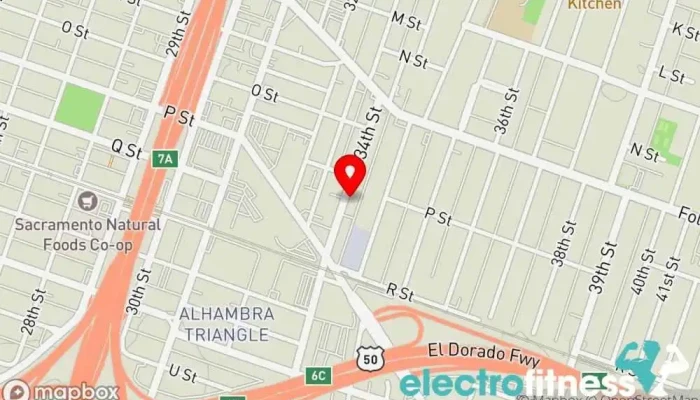 map of Fitness Rangers Gym, Fitness center, Juice shop, Personal trainer, Physical fitness program, Yoga studio in Sacramento